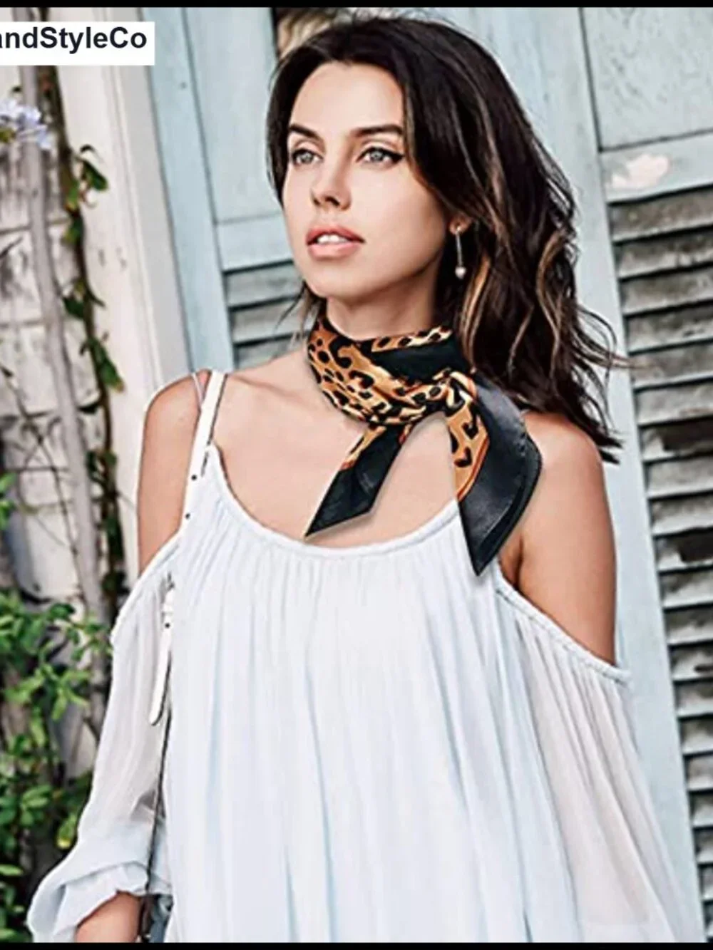 Silk Touch Leopard Print Square Scarf for Women Hair Neck Head